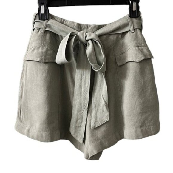 Dizzy Lizzy Pants - Dizzy Lizzy Women's Light Green Belted High Waist 100% Cotton Shorts Small NWOT